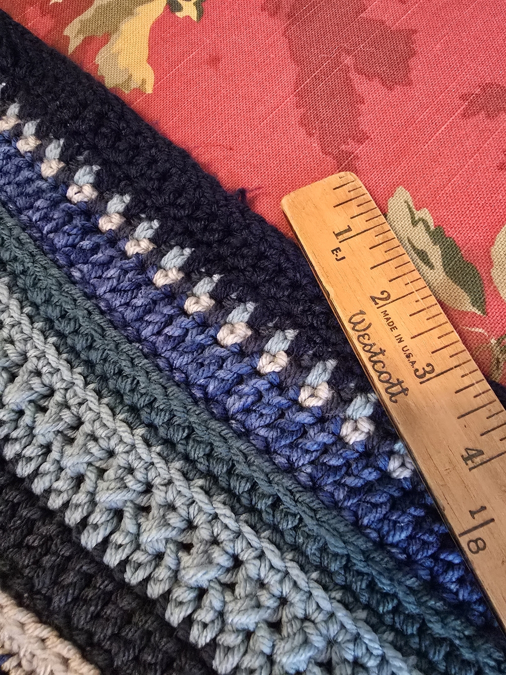 Handmade Crochet Throw Blanket in Blue Tones - Picture 12 of 13